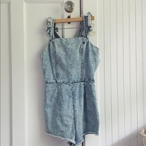 Ruffled Denim Romper